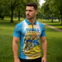Personalised Tuvalu Independence Day Zipper Polo Shirt Tuvalu Mo Te Atua LT05 - Polynesian Pride
