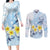 FSM Chuuk Constitution Day Couples Matching Long Sleeve Bodycon Dress and Long Sleeve Button Shirt Polynesian Curves Plumeria - Polynesian Pride