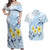 FSM Chuuk Constitution Day Couples Matching Off Shoulder Maxi Dress and Hawaiian Shirt Polynesian Curves Plumeria - Polynesian Pride