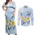 FSM Chuuk Constitution Day Couples Matching Off Shoulder Maxi Dress and Long Sleeve Button Shirt Polynesian Curves Plumeria - Polynesian Pride