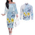 FSM Chuuk Constitution Day Couples Matching Off The Shoulder Long Sleeve Dress and Long Sleeve Button Shirt Polynesian Curves Plumeria - Polynesian Pride