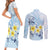 FSM Chuuk Constitution Day Couples Matching Short Sleeve Bodycon Dress and Long Sleeve Button Shirt Polynesian Curves Plumeria - Polynesian Pride