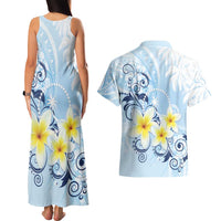 FSM Chuuk Constitution Day Couples Matching Tank Maxi Dress and Hawaiian Shirt Polynesian Curves Plumeria LT05 - Polynesian Pride