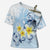 FSM Chuuk Constitution Day Cross Shoulder Shirt Polynesian Curves Plumeria - Polynesian Pride