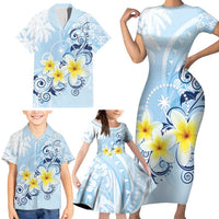 FSM Chuuk Constitution Day Family Matching Short Sleeve Bodycon Dress and Hawaiian Shirt Polynesian Curves Plumeria LT05 - Polynesian Pride