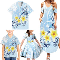 FSM Chuuk Constitution Day Family Matching Summer Maxi Dress and Hawaiian Shirt Polynesian Curves Plumeria LT05 - Polynesian Pride