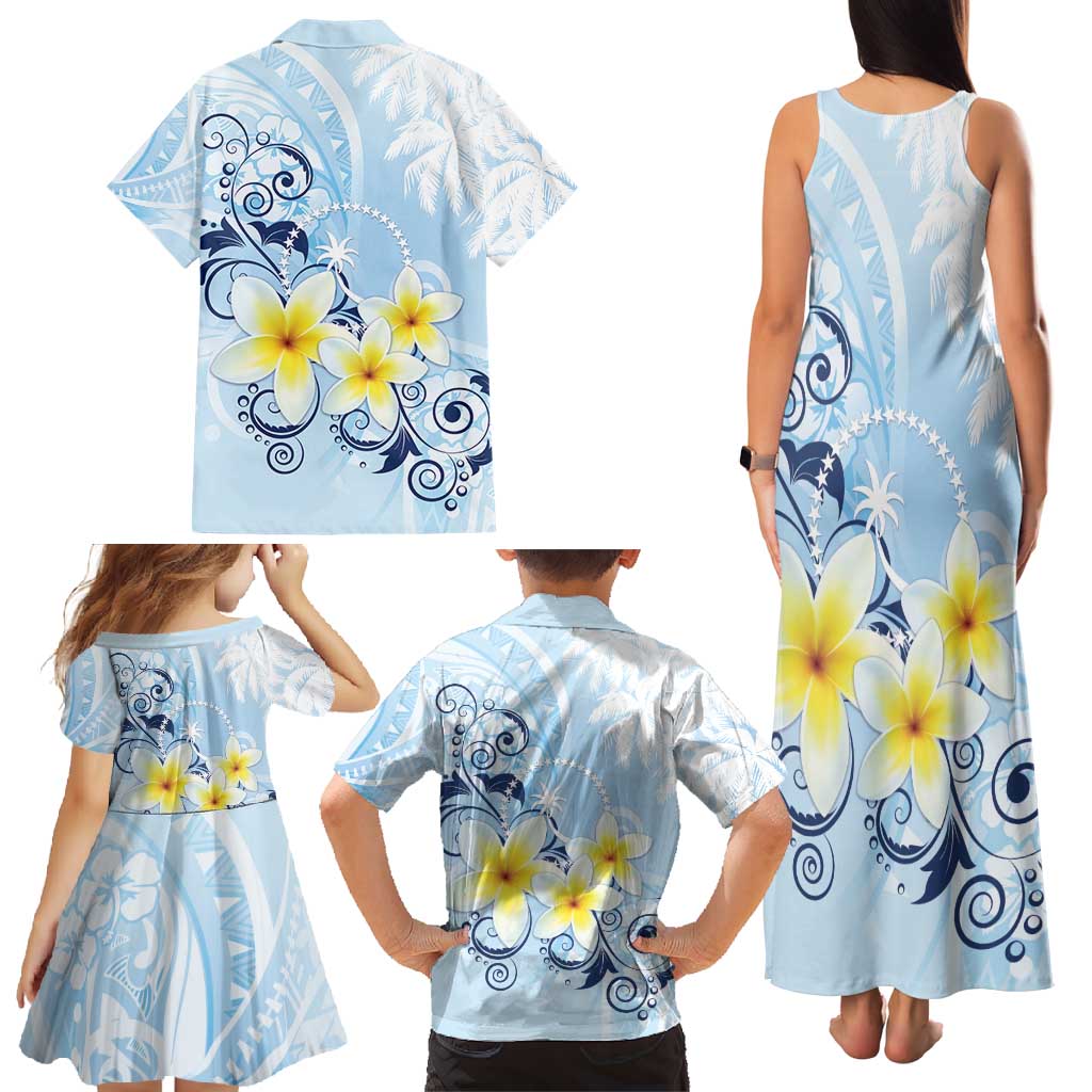 FSM Chuuk Constitution Day Family Matching Tank Maxi Dress and Hawaiian Shirt Polynesian Curves Plumeria LT05 - Polynesian Pride