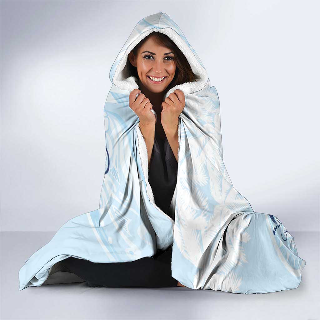 FSM Chuuk Constitution Day Hooded Blanket Polynesian Curves Plumeria - Polynesian Pride