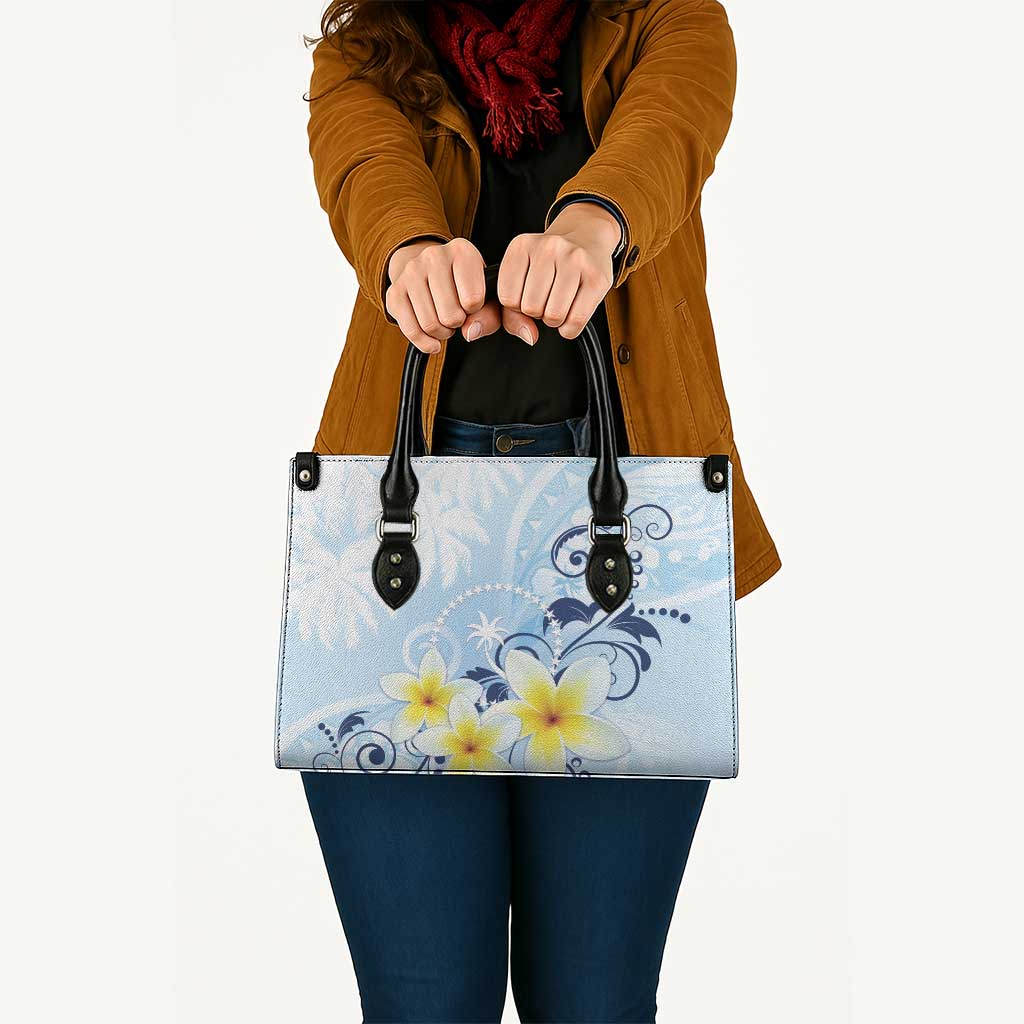 FSM Chuuk Constitution Day Leather Bag Polynesian Curves Plumeria LT05 - Polynesian Pride