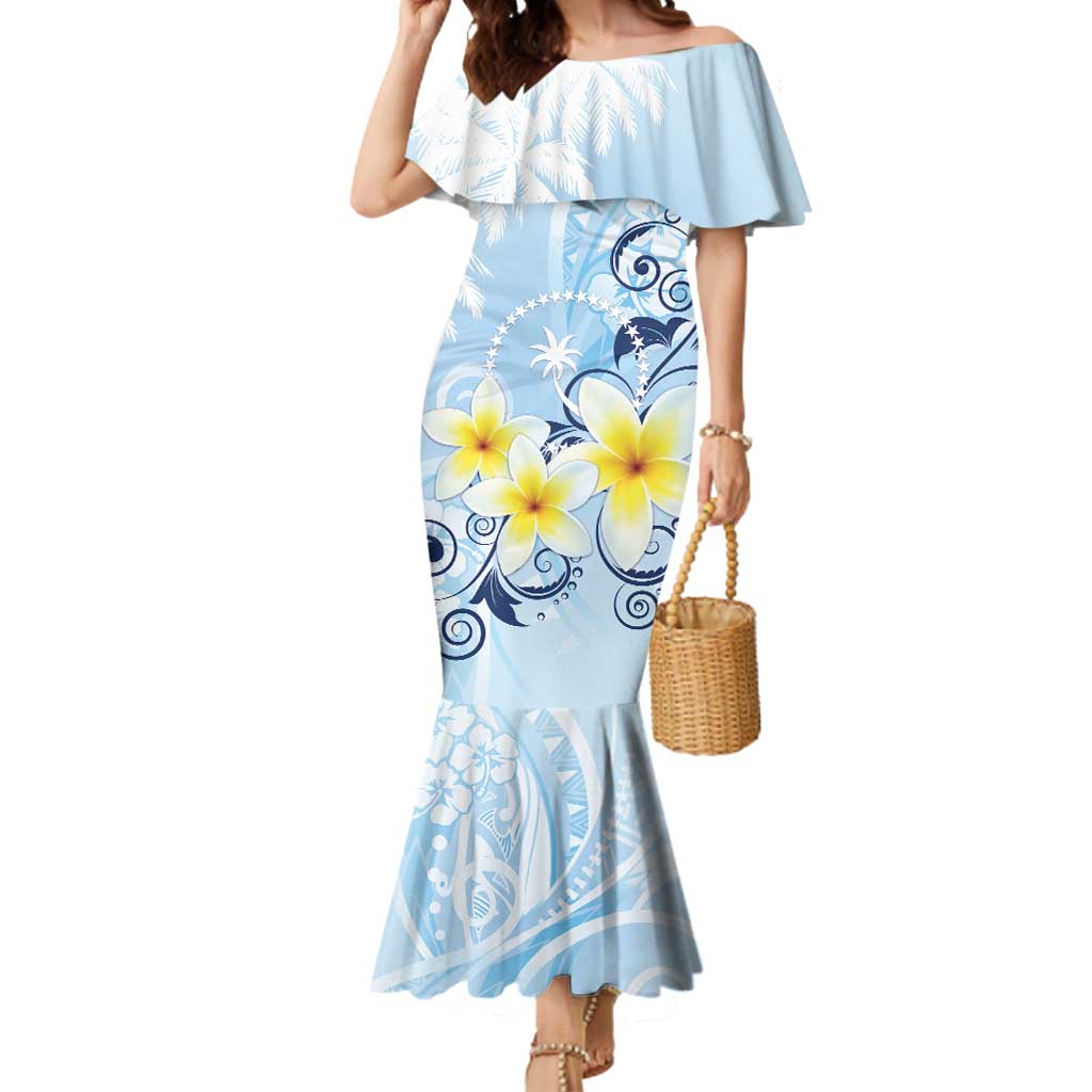 FSM Chuuk Constitution Day Mermaid Dress Polynesian Curves Plumeria - Polynesian Pride