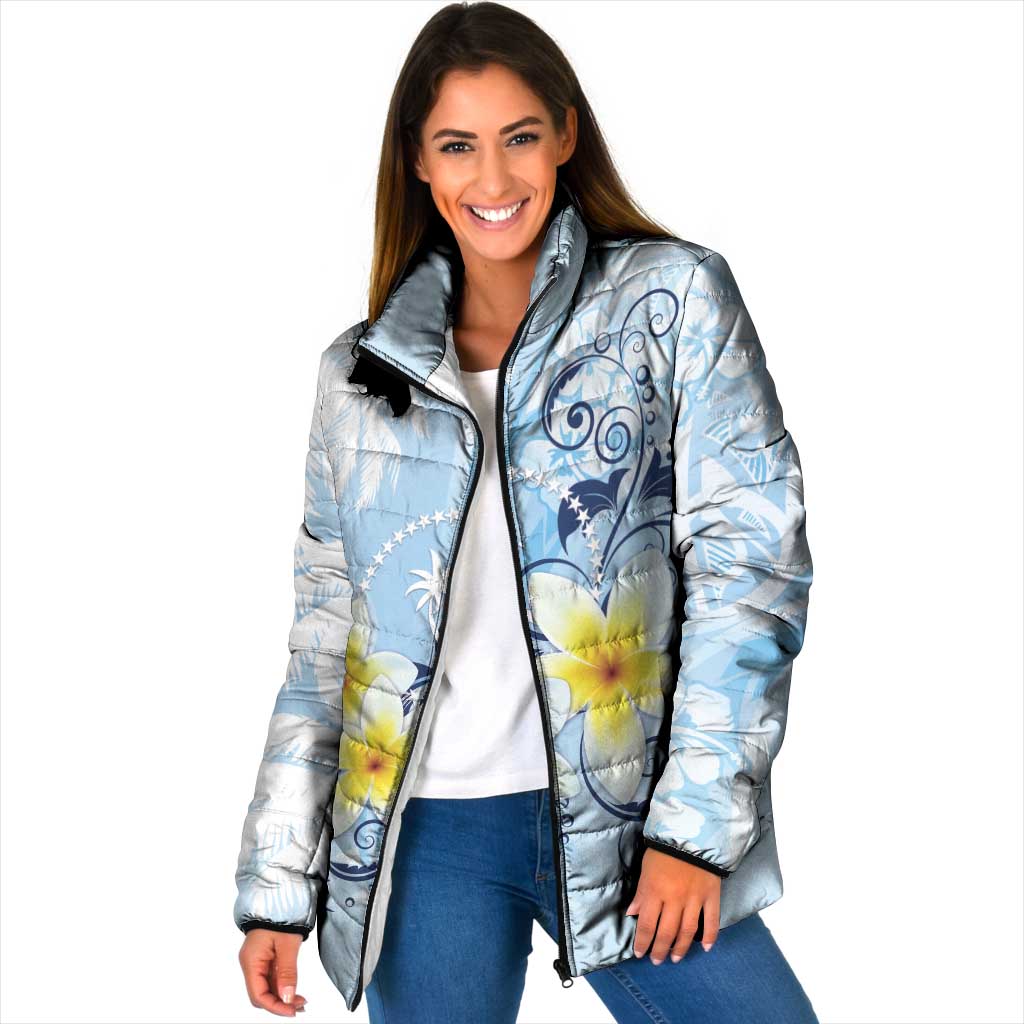 FSM Chuuk Constitution Day Padded Jacket Polynesian Curves Plumeria - Polynesian Pride