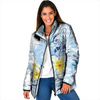 FSM Chuuk Constitution Day Padded Jacket Polynesian Curves Plumeria - Polynesian Pride