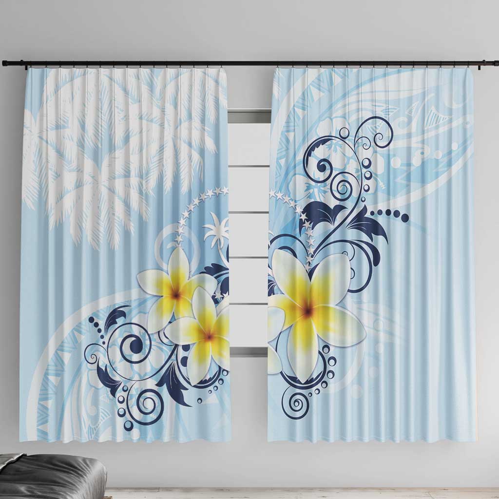 FSM Chuuk Constitution Day Window Curtain Polynesian Curves Plumeria - Polynesian Pride