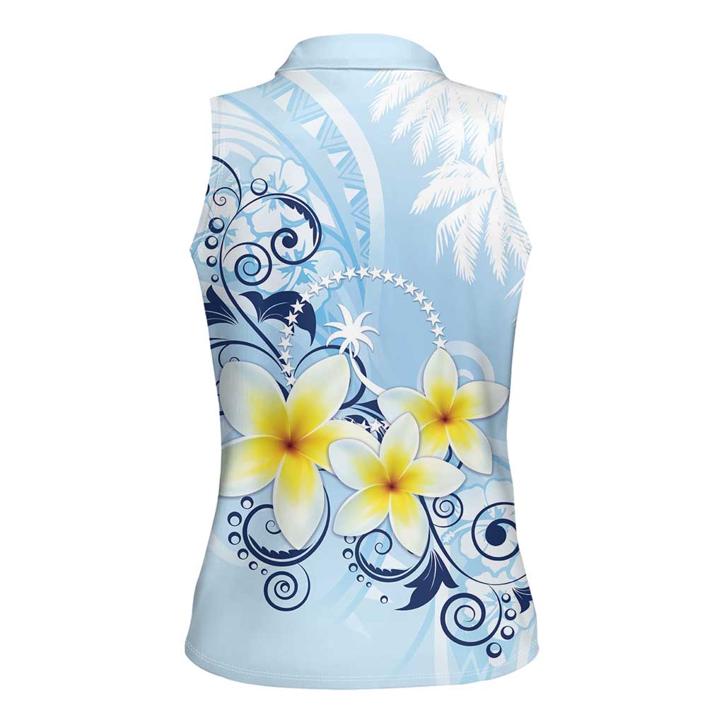 FSM Chuuk Constitution Day Women Sleeveless Polo Shirt Polynesian Curves Plumeria LT05 - Polynesian Pride
