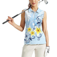 FSM Chuuk Constitution Day Women Sleeveless Polo Shirt Polynesian Curves Plumeria LT05 - Polynesian Pride