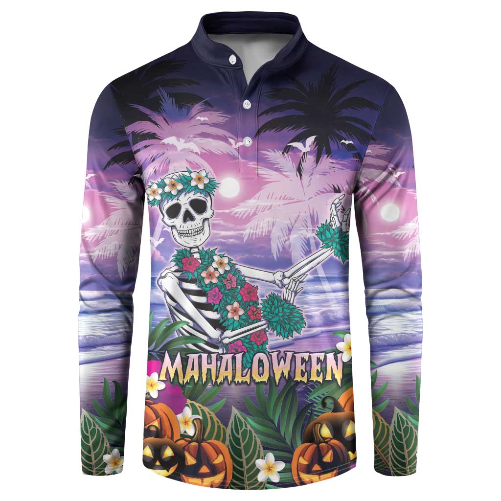 Happy Hulaween Button Sweatshirt Mahaloween Skeleton Dancing