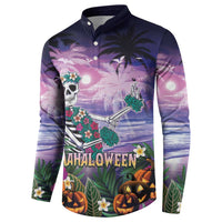 Happy Hulaween Button Sweatshirt Mahaloween Skeleton Dancing