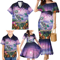 Happy Hulaween Family Matching Mermaid Dress and Hawaiian Shirt Mahaloween Skeleton Dancing LT05 - Polynesian Pride