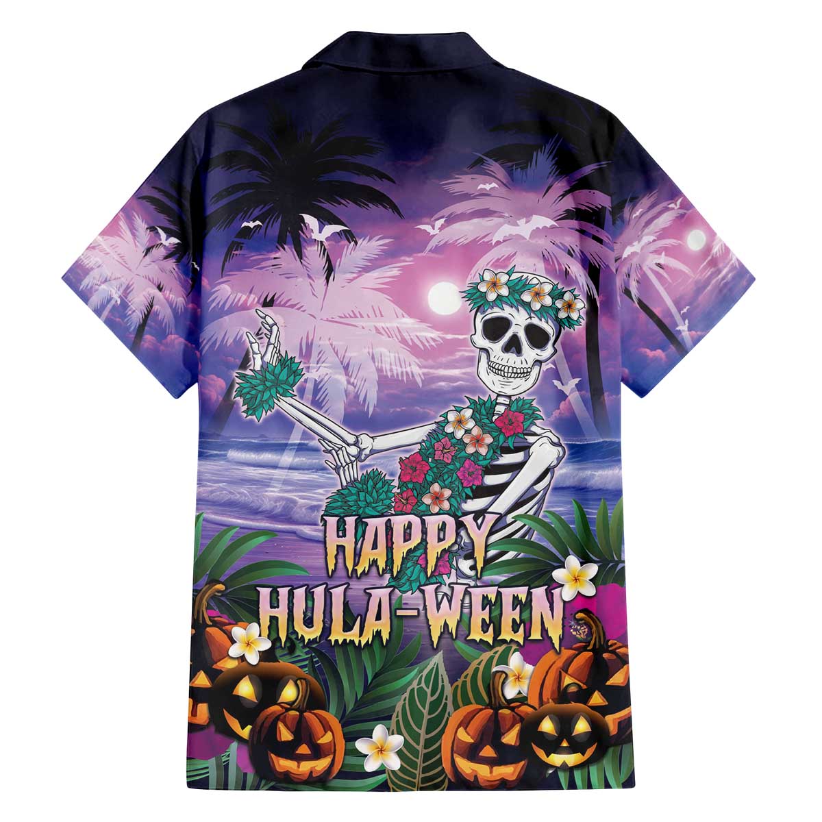 Happy Hulaween Family Matching Off The Shoulder Long Sleeve Dress and Hawaiian Shirt Mahaloween Skeleton Dancing LT05 - Polynesian Pride