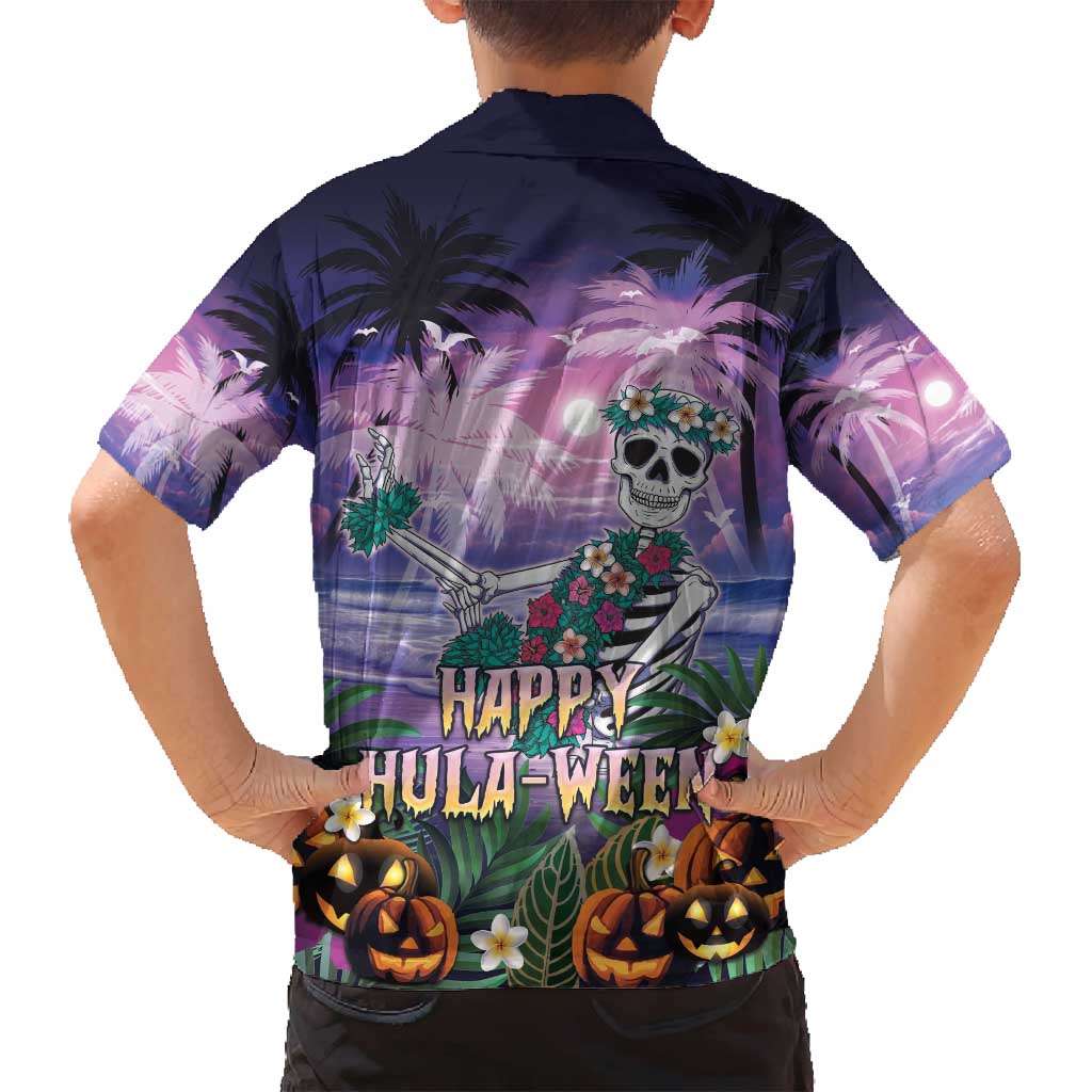 Happy Hulaween Family Matching Off Shoulder Maxi Dress and Hawaiian Shirt Mahaloween Skeleton Dancing LT05 - Polynesian Pride