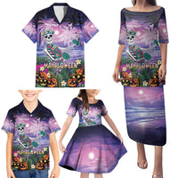 Happy Hulaween Family Matching Puletasi and Hawaiian Shirt Mahaloween Skeleton Dancing LT05 - Polynesian Pride