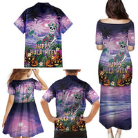 Happy Hulaween Family Matching Puletasi and Hawaiian Shirt Mahaloween Skeleton Dancing LT05 - Polynesian Pride