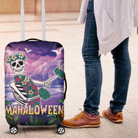 Happy Hulaween Luggage Cover Mahaloween Skeleton Dancing LT05 Purple - Polynesian Pride