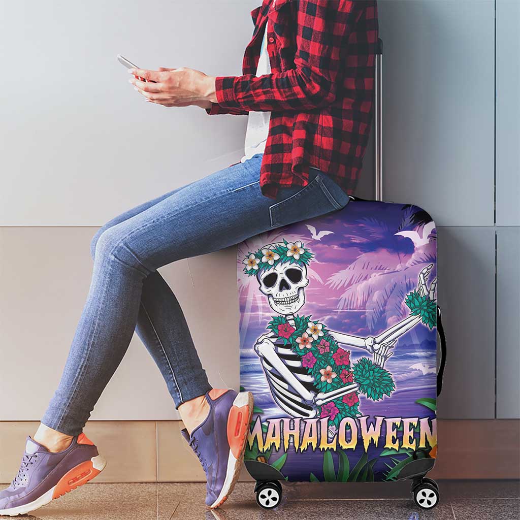 Happy Hulaween Luggage Cover Mahaloween Skeleton Dancing LT05 - Polynesian Pride