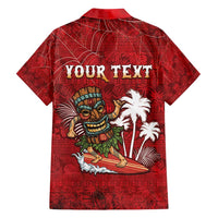 Personalised Aloha Halloween Family Matching Long Sleeve Bodycon Dress and Hawaiian Shirt Skeleton Surfing