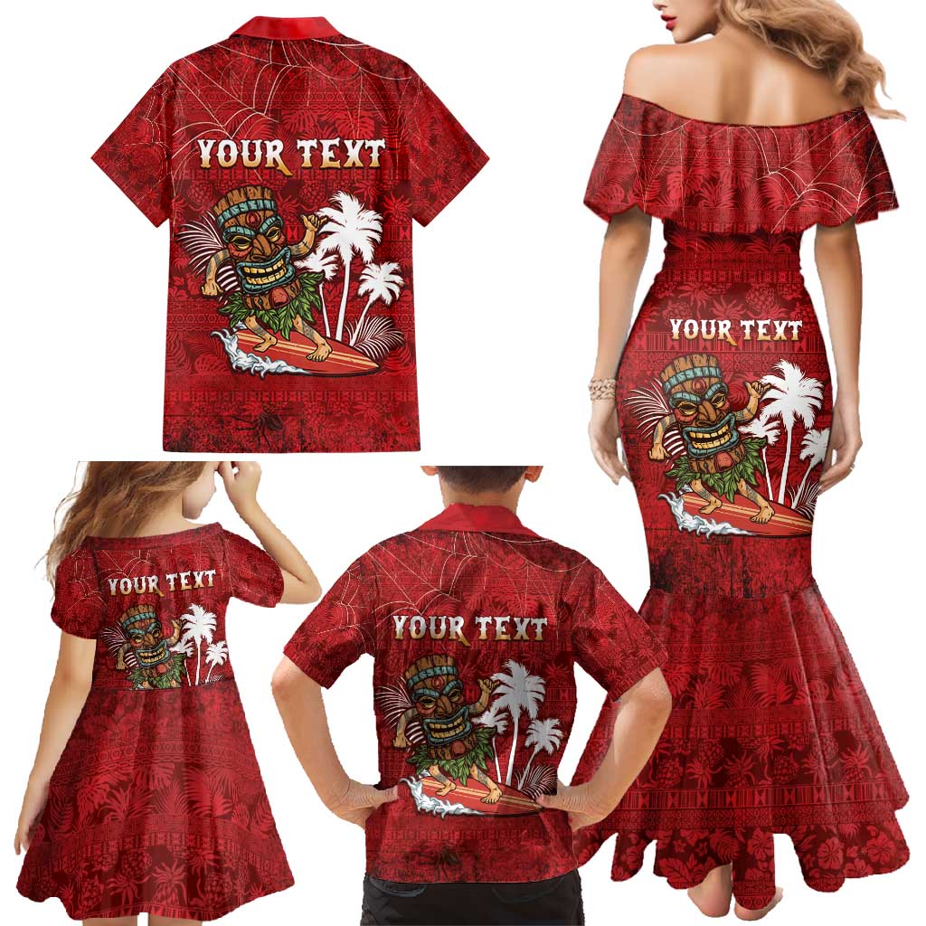 Personalised Aloha Halloween Family Matching Mermaid Dress and Hawaiian Shirt Skeleton Surfing LT05 - Polynesian Pride
