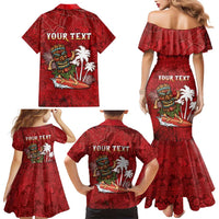 Personalised Aloha Halloween Family Matching Mermaid Dress and Hawaiian Shirt Skeleton Surfing LT05 - Polynesian Pride