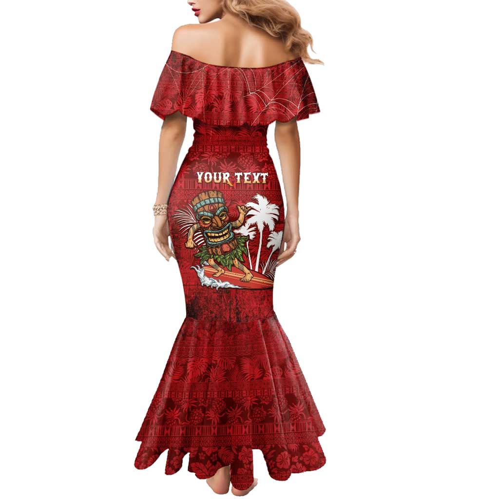 Personalised Aloha Halloween Family Matching Mermaid Dress and Hawaiian Shirt Skeleton Surfing LT05 - Polynesian Pride