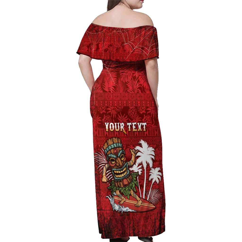 Personalised Aloha Halloween Family Matching Off Shoulder Maxi Dress and Hawaiian Shirt Skeleton Surfing LT05 - Polynesian Pride