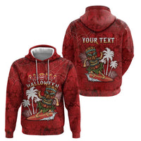 Personalised Aloha Halloween Hoodie Skeleton Surfing