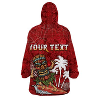 Personalised Aloha Halloween Wearable Blanket Hoodie Skeleton Surfing LT05 - Polynesian Pride
