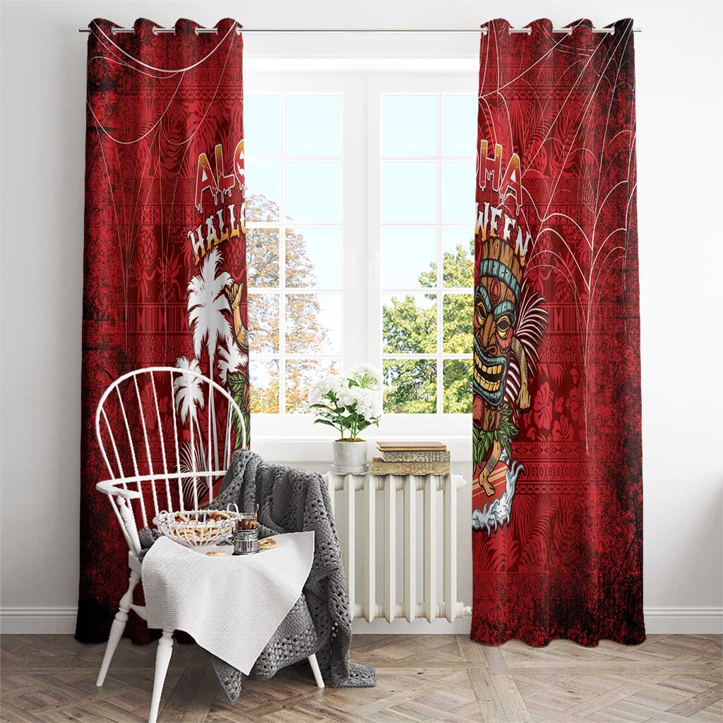 Aloha Halloween Window Curtain Skeleton Surfing