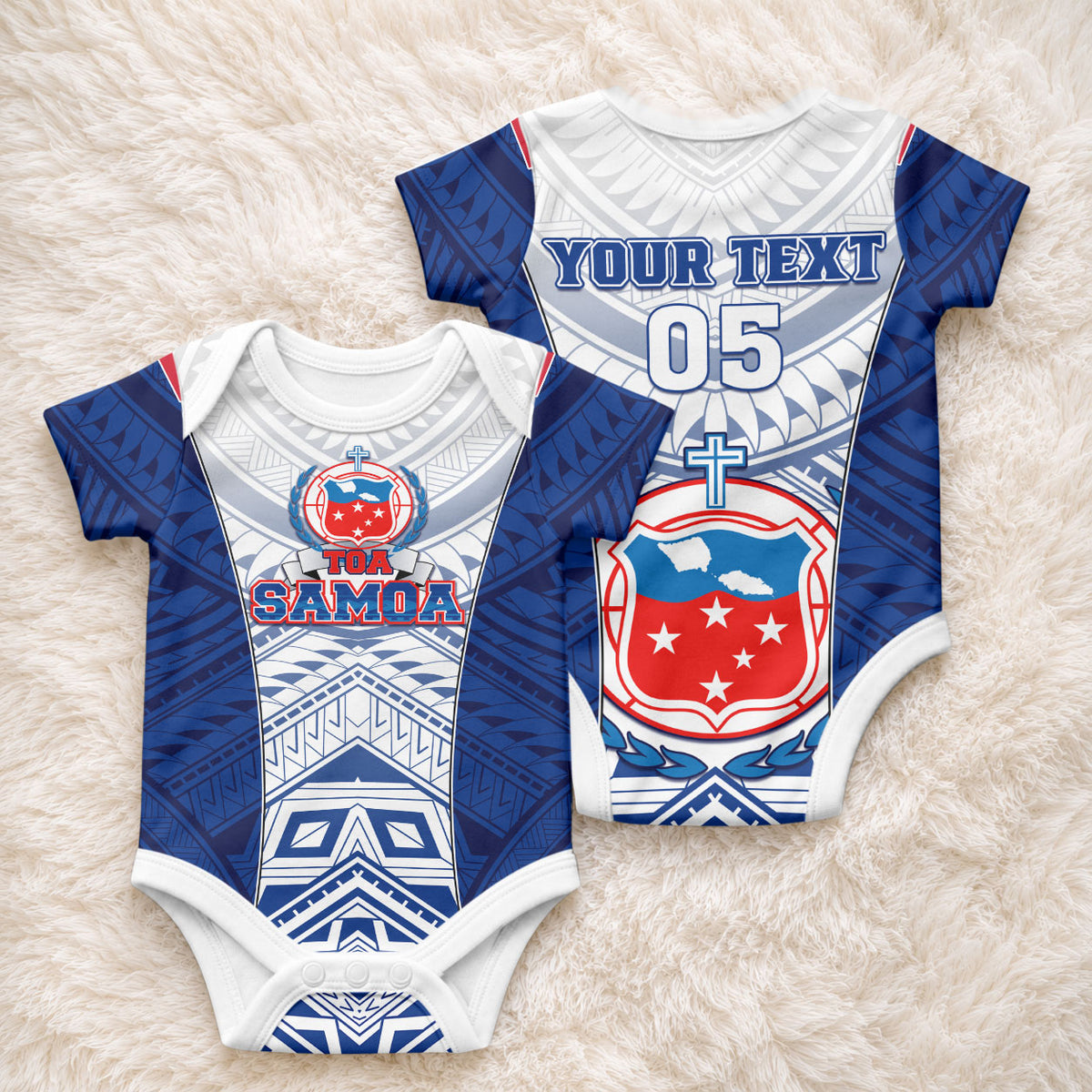 Custom Samoa Rugby Baby Onesie 2023 Pacific Championships Polynesian Pattern LT05 - Polynesian Pride