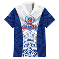 Custom Samoa Rugby Family Matching Tank Maxi Dress and Hawaiian Shirt 2023 Pacific Championships Polynesian Pattern LT05 Dad's Shirt - Short Sleeve Blue - Polynesian Pride