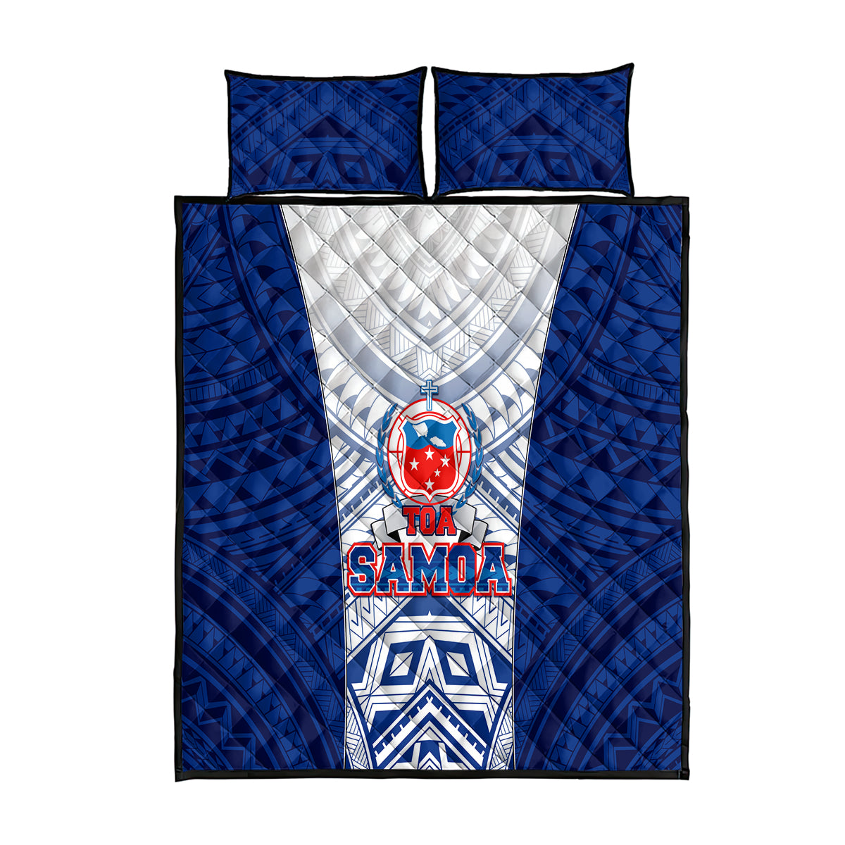 Samoa Rugby Quilt Bed Set 2023 Pacific Championships Polynesian Pattern LT05 Blue - Polynesian Pride