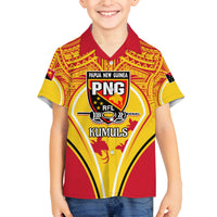 Custom Papua New Guinea Rugby Family Matching Off Shoulder Maxi Dress and Hawaiian Shirt 2023 Pacific Championships The Kumuls LT05 Son's Shirt Yellow - Polynesian Pride