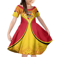 Custom Papua New Guinea Rugby Kid Short Sleeve Dress 2023 Pacific Championships The Kumuls LT05 KID Yellow - Polynesian Pride