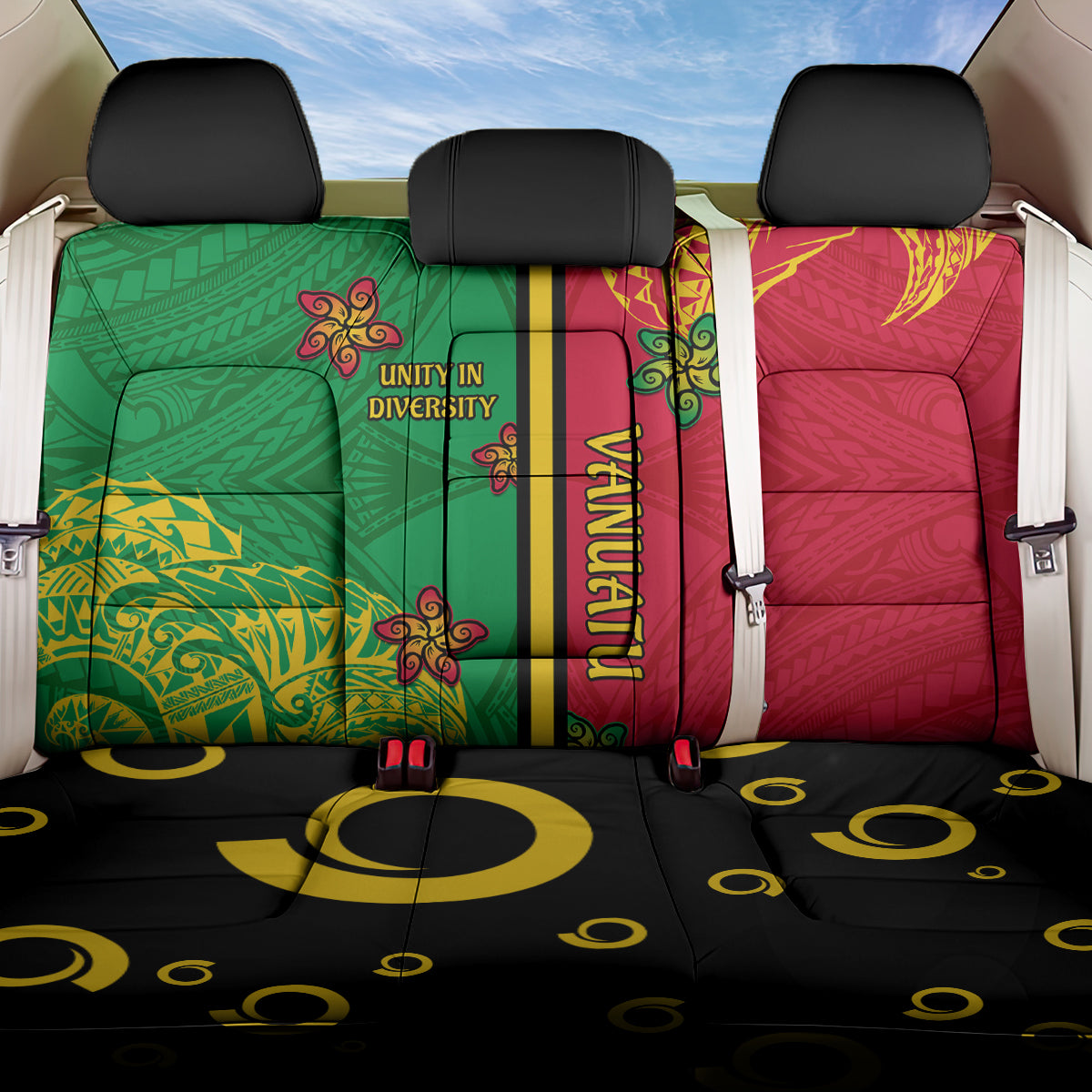 Vanuatu Happy Unity Day Back Car Seat Cover Polynesian Plumeria LT05 One Size Red - Polynesian Pride