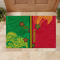 Vanuatu Happy Unity Day Rubber Doormat Polynesian Plumeria LT05 - Polynesian Pride