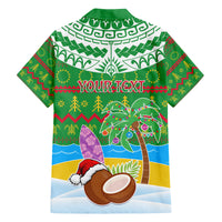 Personalised Cook Islands Christmas Family Matching Off Shoulder Short Dress and Hawaiian Shirt Coconut Santa Beach Style LT05 - Polynesian Pride