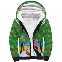 Personalised Cook Islands Christmas Sherpa Hoodie Coconut Santa Beach Style LT05 Unisex Green - Polynesian Pride
