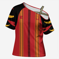 Hawaii Ahu Ula Inspired Cross Shoulder Shirt Red Version LT05 Female Red - Polynesian Pride