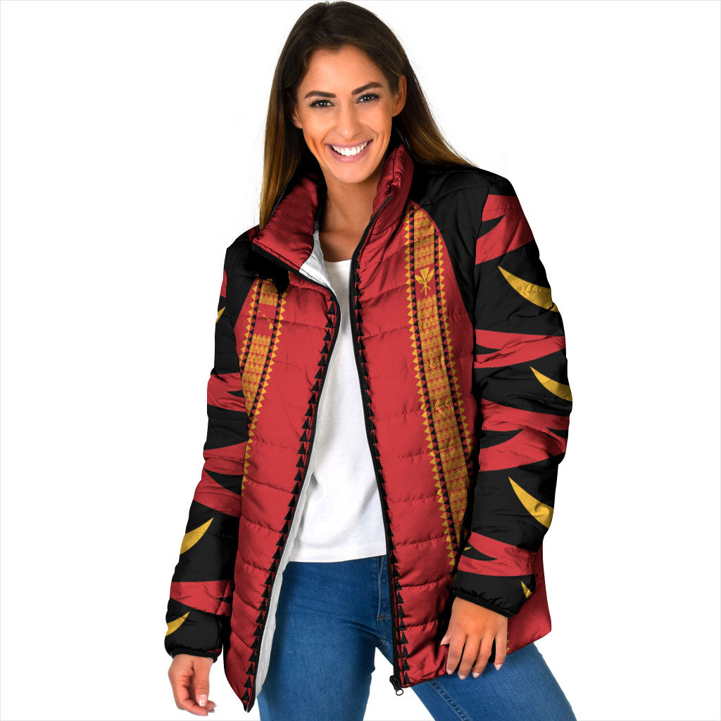 Hawaii Ahu Ula Inspired Padded Jacket Red Version LT05 Women Red - Polynesian Pride