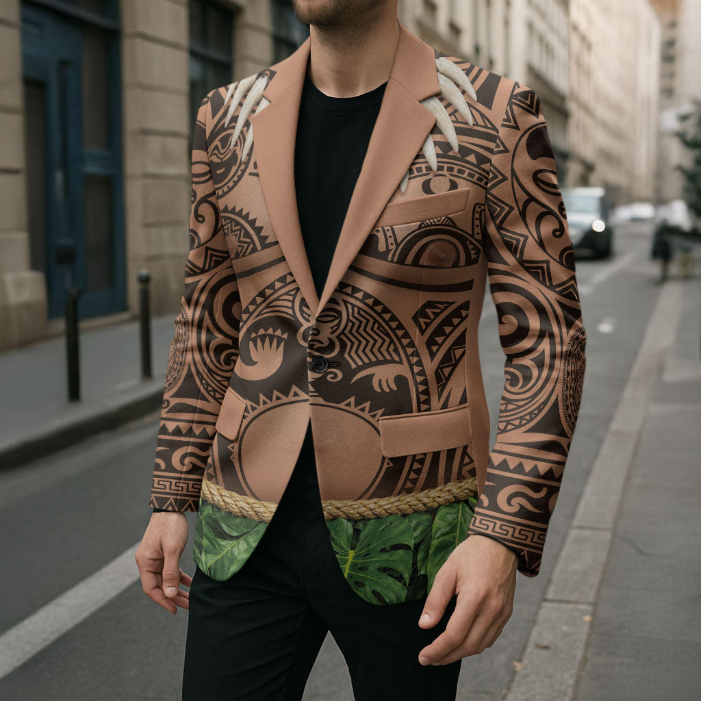 Hawaii Warrior Tattoo Inspired Blazer Tropical Leaf Skirt Costume LT05 - Polynesian Pride