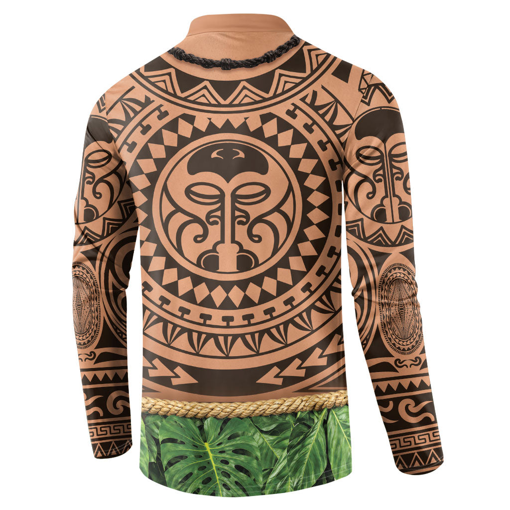 Hawaii Warrior Tattoo Inspired Button Sweatshirt Tropical Leaf Skirt Costume LT05 - Polynesian Pride