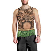 Hawaii Warrior Tattoo Inspired Men Tank Top Tropical Leaf Skirt Costume LT05 - Polynesian Pride